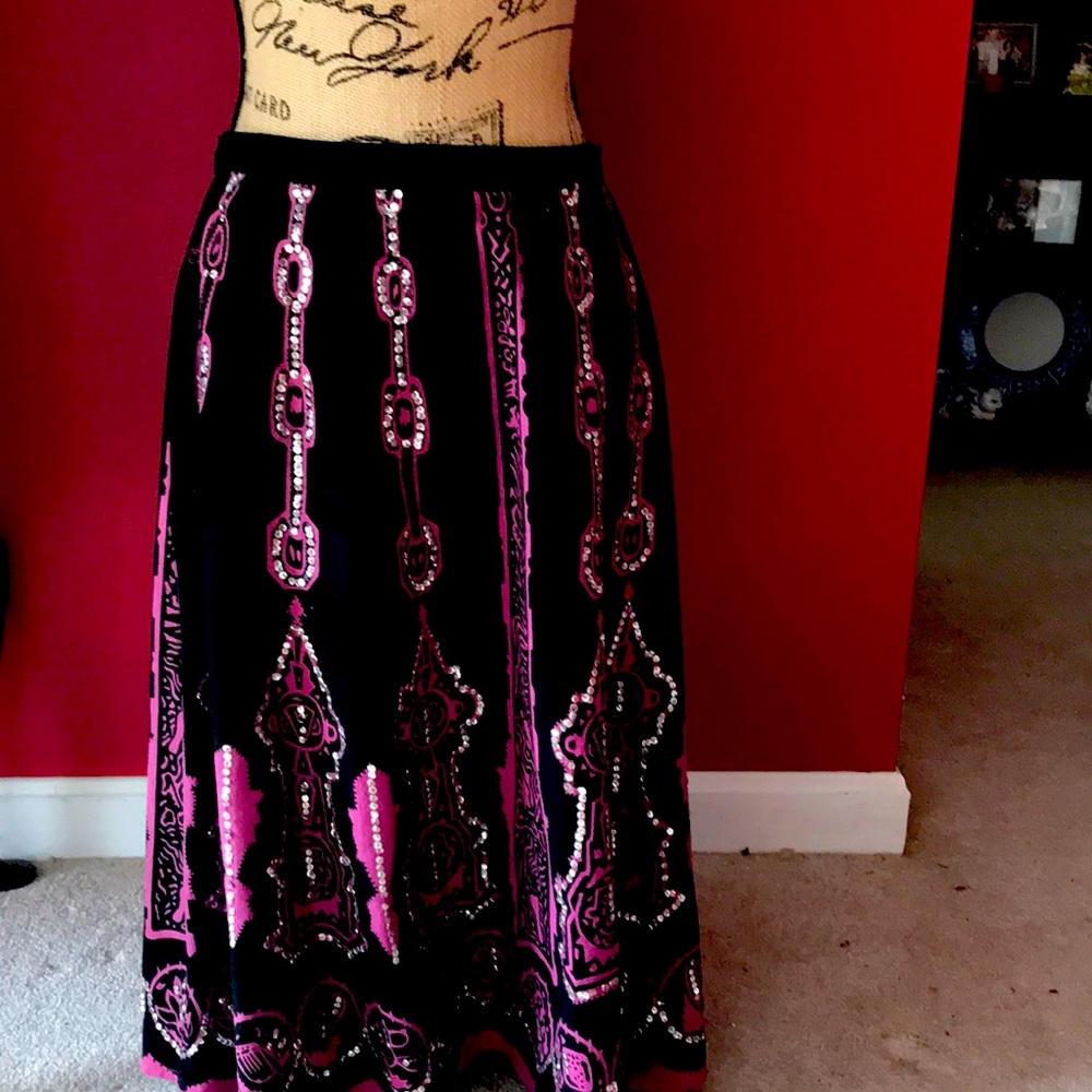 Willi Smith black with silver sequins dirndl skirt